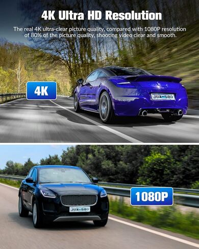 Dash Cam Front and Rear, 4K Dash Camera for Cars, Triple Car Camera with IR Night Vision,170° Wide Angle,WDR, HDR, 24H Parking& Loop Recording,G-Sensor,32GB Card Included in Saudi Arabia