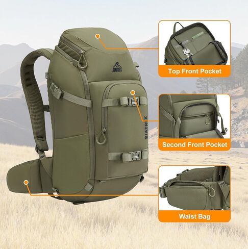 28L Hunting Backpack – 500D DWR Tear-Resistant Nylon, Hiking Daypack with MOLLE Webbing & Hydration Compatible, for Archery, Scouting, and Backcountry Hunts in Saudi Arabia