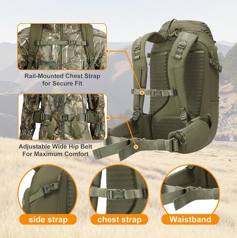 28L Hunting Backpack – 500D DWR Tear-Resistant Nylon, Hiking Daypack with MOLLE Webbing & Hydration Compatible, for Archery, Scouting, and Backcountry Hunts in Saudi Arabia