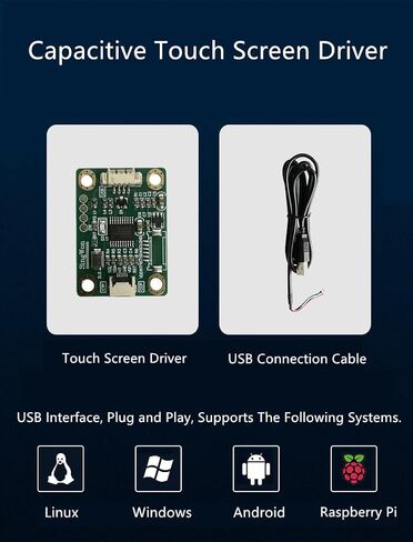 10.1 Inch 16:9 USB Capacitive Multi-Touch Screen Panel – Plug & Play for PC, Raspberry/Orange Pi, Linux/Windows/Android – No Driver Needed in Saudi Arabia