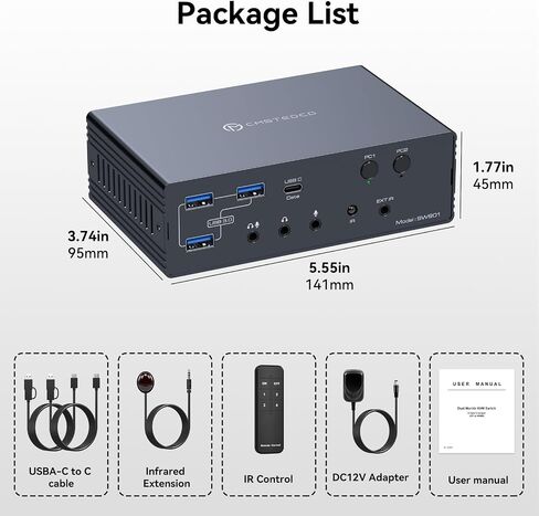 KVM Switch 2 Monitors 2 Computers Docking Station 16-in-2 4K@60Hz for M1/M2/M3/M4 Thunderbolt KVM Switcher Support USB3.0/USB C in DP/HDMI Out Extended/Mirrored Mode for Windows Mac in Saudi Arabia
