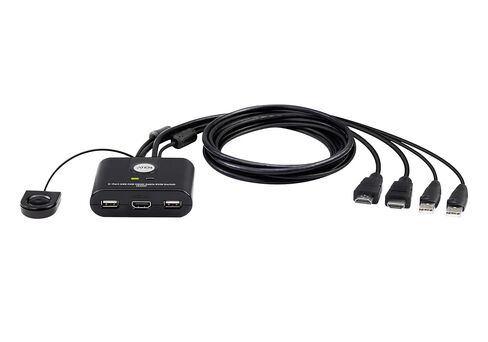 ATEN CS22HF 2-Port USB FHD HDMI KVM Switch Full HD 1080p, 2 Computers 1 Monitor, USB Peripherals, Easy Hook Design, Push-Button Remote, Plug-and-Play, Multi-Platform (Windows/Mac/Linux) in Saudi Arabia