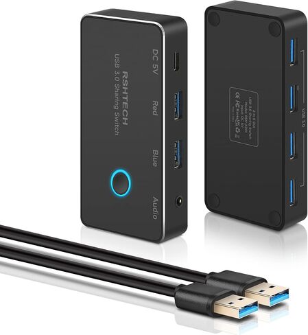 RSHTECH USB 3.0 Switch Selector with 4 USB-3.0 Ports, 3.5mm Audio Jack in Saudi Arabia