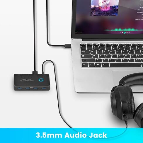 RSHTECH USB 3.0 Switch Selector with 4 USB-3.0 Ports, 3.5mm Audio Jack in Saudi Arabia
