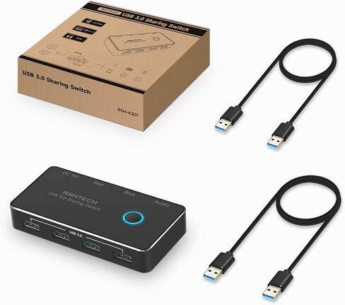 RSHTECH USB 3.0 Switch Selector with 4 USB-3.0 Ports, 3.5mm Audio Jack in Saudi Arabia