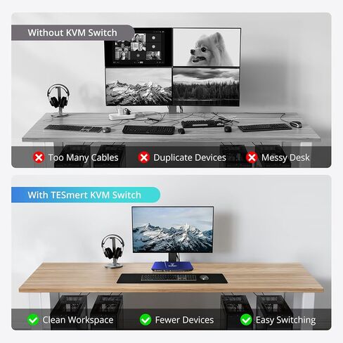 HDMI KVM Switch 1 Monitor 4 Computers, 4K@60Hz 4 Port KVM Switches 4 PCs, with EDID Emulator, HDR10 Dolby Vision HDCP 2.2, L/R Out, USB, Auto Scan, IR Hotkey Switch, 2K@120Hz 1920x1080@240Hz in Saudi Arabia