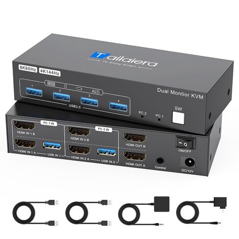 8K KVM Switch 2 Monitors 2 Computers,HDMI Dual Monitor KVM Switcher in Saudi Arabia