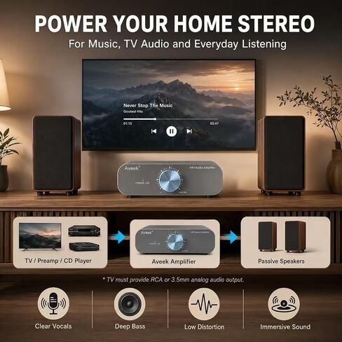 Aveek TPA3255 Stereo Amplifier, 2 Channel Class D Amp for Passive Speakers in Saudi Arabia