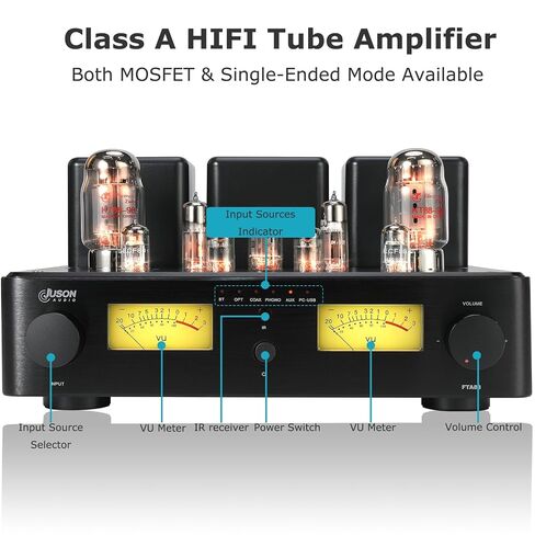 Juson Audio FTA88 2025 180W KT88 Valve Tube Amplifier Class A HiFi Vacuum Amp with Phono BT 5.4 Mosfet Single Ended Dual Mode Remote aptX-HD LDAC (FTA88-N) in Saudi Arabia