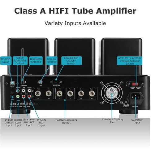 Juson Audio FTA88 2025 180W KT88 Valve Tube Amplifier Class A HiFi Vacuum Amp with Phono BT 5.4 Mosfet Single Ended Dual Mode Remote aptX-HD LDAC (FTA88-N) in Saudi Arabia