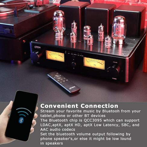 Juson Audio FTA88 2025 180W KT88 Valve Tube Amplifier Class A HiFi Vacuum Amp with Phono BT 5.4 Mosfet Single Ended Dual Mode Remote aptX-HD LDAC (FTA88-N) in Saudi Arabia