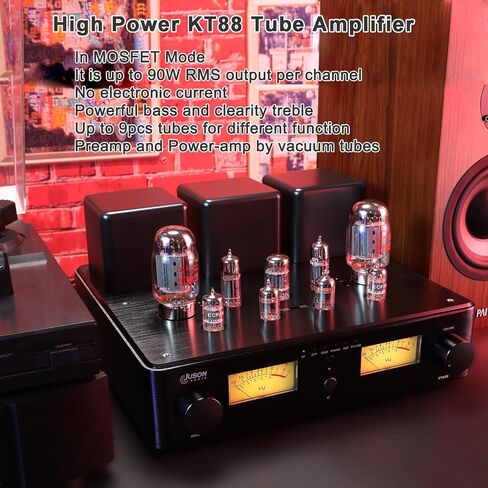 Juson Audio FTA88 2025 180W KT88 Valve Tube Amplifier Class A HiFi Vacuum Amp with Phono BT 5.4 Mosfet Single Ended Dual Mode Remote aptX-HD LDAC (FTA88-N) in Saudi Arabia