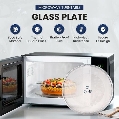 12.75" GE Microwave Glass Plate for GCST11N1WSS, WB49X10129, WB49X10074 + Roller Ring + Coupler Kit, Compatible LG 3390W1A027A, Kenmore 1B71961H, Whirlpool WP8172138, GE WB49X10129 Glass Turntable in Saudi Arabia
