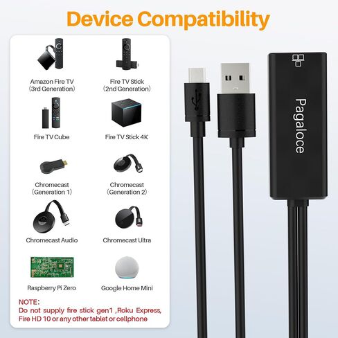 Micro USB to RJ45 Ethernet Adapter, for Fire TV Stick, 3FT, 10/100Mbps in Kuwait