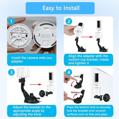 2 Pack Adjustable No-Drill Window Mount Compatible with Ring Indoor Camera in Saudi Arabia