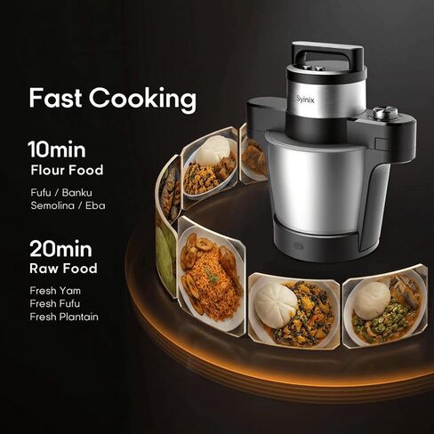 Syinix Swallow Maker EcoPlus, Semi Automatic Fufu Machine & Pounded Yam Maker, 6L, Swallow Mode & Express Mode, 1000W Copper Motor, Non-Stick Pot for Eba, Banku, Semolina, Ugali in Saudi Arabia