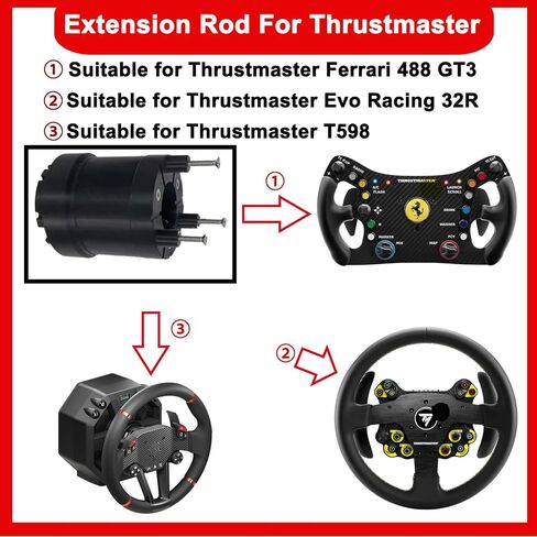 Obokidlyamor Extension Rod For Thrustmaster 488 GT3/Evo Racing 32R Leather/ T598 Steering Wheel;Simulated Racing Game For hyper car wheel work on Multi-Function Stalks Turn Wiper Lever in Kuwait