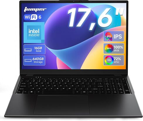 jumper 17.6 Inch Laptop, N95 CPU,16GB LPDDR5 640GB Storage,100% sRGB FHD Display,Windows 11, Backlit Keyboard, WiFi-6,7000mAh, DC Fast-Charging,Laptops for Students and Business in Saudi Arabia