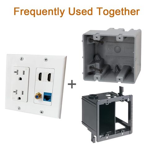 20Amp Power Outlet and Ethernet Coax HDMI Wall Plate - Electrical Outlet with 2 Port HDMI, 1 CAT6 Ethernet Port, 1 Coax Cable TV Cover Plate in Saudi Arabia
