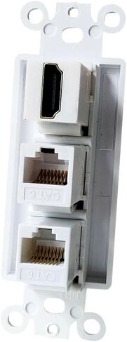 1 HDMI Jack and 2 CAT6 Ethernet Insert Wall Plate White - 4K/8K HDTV Port RJ45 Keystone Jack Insert for Midsize/Oversize Cover Plate in Saudi Arabia