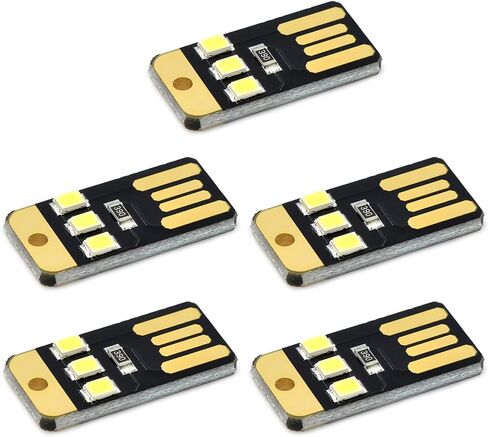 5 قطعة USB LED مصباح ضوء الليل جيب بطاقة مصباح سلاسل المفاتيح LED أضواء كتاب القراءة لأجهزة الكمبيوتر المحمول الطاقة in Kuwait