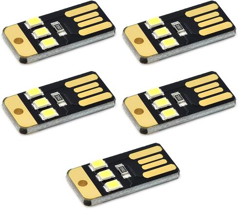 5 قطعة USB LED مصباح ضوء الليل جيب بطاقة مصباح سلاسل المفاتيح LED أضواء كتاب القراءة لأجهزة الكمبيوتر المحمول الطاقة in Kuwait