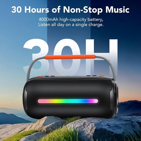 aowoka Bluetooth Speaker Portable Wireless Bluetooth Speakers with HD Stereo Sound, BT 5.4 TWS Pairing, IPX7 Waterproof, 30H Battery Life with Led Light for Outdoor/Party/Sport/Travel/Gifts in Saudi Arabia