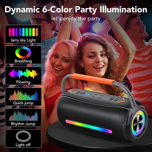 aowoka Bluetooth Speaker Portable Wireless Bluetooth Speakers with HD Stereo Sound, BT 5.4 TWS Pairing, IPX7 Waterproof, 30H Battery Life with Led Light for Outdoor/Party/Sport/Travel/Gifts in Saudi Arabia