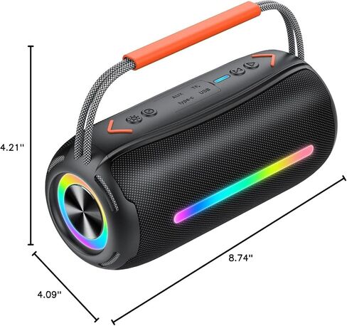 aowoka Bluetooth Speaker Portable Wireless Bluetooth Speakers with HD Stereo Sound, BT 5.4 TWS Pairing, IPX7 Waterproof, 30H Battery Life with Led Light for Outdoor/Party/Sport/Travel/Gifts in Saudi Arabia