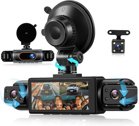 4 Channel 360° Dash Cam Front and Rear Inside Left Right, 3.16 Inch FHD 1080P IPS Dashcam Supports Night Vision, Loop Recording, 24/7 Recording Parking Mode Monitor, Reverse View in Saudi Arabia