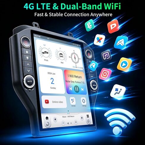 LINKSWELL Gen6 T-Style Car Radio for Mustang 2015-2023, 12.1-Inch Screen in Kuwait