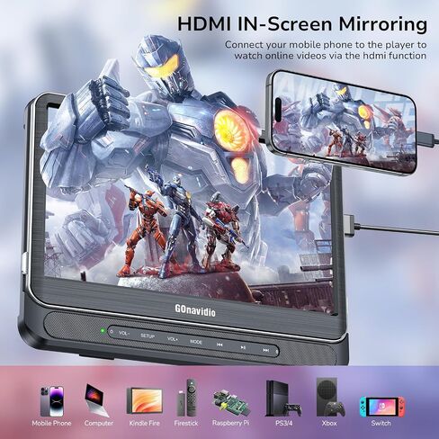 12" Dual Car DVD Players with HDMI Input, 5-Hour Battery, Screen Mirroring in Kuwait