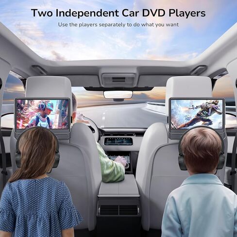 12" Dual Car DVD Players with HDMI Input, 5-Hour Battery, Screen Mirroring in Kuwait