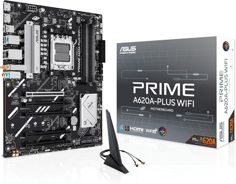 ASUS Prime A620A-PLUS WiFi AMD ATX Motherboard, DDR5, WiFi 6, 1Gb LAN, PCIe 4.0, 2X M.2, DisplayPort, HDMI, 2X USB-C 5Gb in Saudi Arabia
