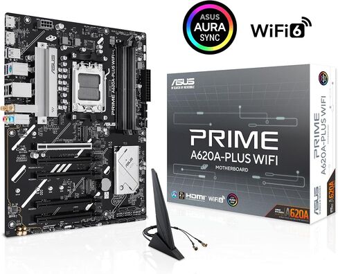 ASUS Prime A620A-PLUS WiFi AMD ATX Motherboard, DDR5, WiFi 6, 1Gb LAN, PCIe 4.0, 2X M.2, DisplayPort, HDMI, 2X USB-C 5Gb in Saudi Arabia