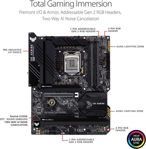 ASUS TUF Gaming Z590-Plus WiFi 6 LGA 1200 (Intel 11th/10th Gen) ATX Gaming Motherboard (PCIe 4.0, 3xM.2/NVMe SSD, 14+2 Power Stages, USB 3.2 Front Panel Type-C,2.5Gb LAN, Thunderbolt 4, Aura RGB) in Saudi Arabia
