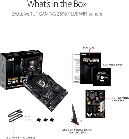 ASUS TUF Gaming Z590-Plus WiFi 6 LGA 1200 (Intel 11th/10th Gen) ATX Gaming Motherboard (PCIe 4.0, 3xM.2/NVMe SSD, 14+2 Power Stages, USB 3.2 Front Panel Type-C,2.5Gb LAN, Thunderbolt 4, Aura RGB) in Saudi Arabia