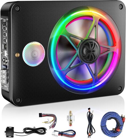 Bluetooth Connection 800W Subwoofer and Amp Package with Three Speakers, Adjustable Multicolor LED Lights, Deep Bass Boost, Phone Connectivity for Music Playback, Fits 12V & 24V, All Vehicle Models in Saudi Arabia