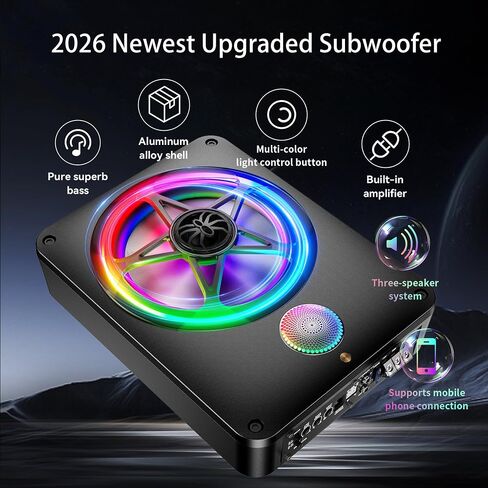 Bluetooth Connection 800W Subwoofer and Amp Package with Three Speakers, Adjustable Multicolor LED Lights, Deep Bass Boost, Phone Connectivity for Music Playback, Fits 12V & 24V, All Vehicle Models in Saudi Arabia