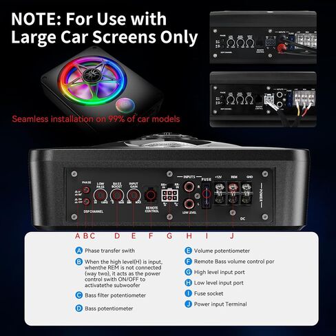 Bluetooth Connection 800W Subwoofer and Amp Package with Three Speakers, Adjustable Multicolor LED Lights, Deep Bass Boost, Phone Connectivity for Music Playback, Fits 12V & 24V, All Vehicle Models in Saudi Arabia