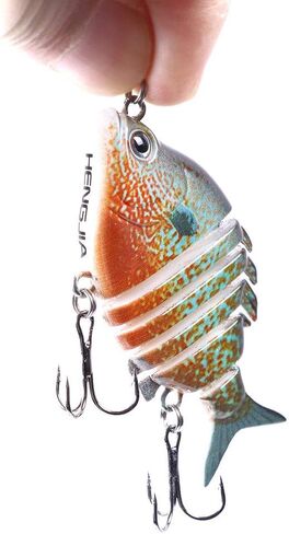 6PCS/Realistic Bluegill Swimbait for Bass Fishing, Multi Jointed Sunfish Lure Slow Sinking, 6-Segment Hard Bait with Treble Hooks, Lifelike Bionic Bass Killer for Freshwater Pike Trout in Kuwait