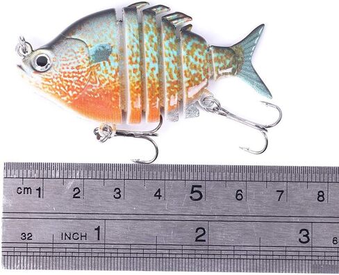 6PCS/Realistic Bluegill Swimbait for Bass Fishing, Multi Jointed Sunfish Lure Slow Sinking, 6-Segment Hard Bait with Treble Hooks, Lifelike Bionic Bass Killer for Freshwater Pike Trout in Kuwait
