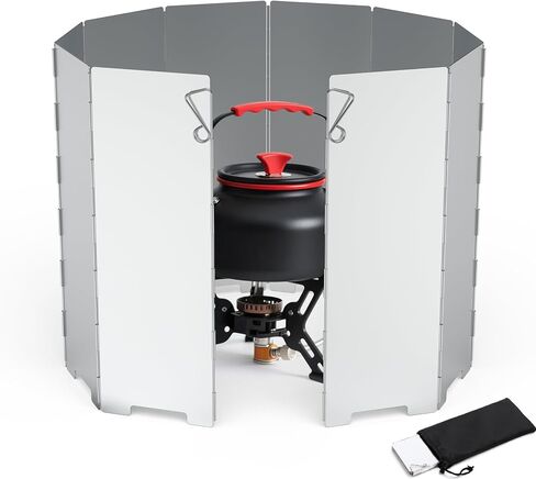 RioRand Camping Stove Windscreen Foldable Aluminum Camp Stove Windshield Portable Lightweight Backpacking Stove Wind Blocker for Outdoor Hiking Cooking BBQ (10 Plates) in Saudi Arabia