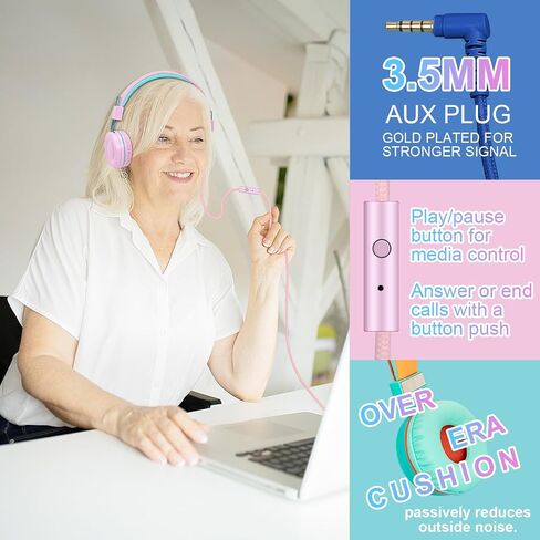 CN-Outlet 10 Pack Classroom Headphones Bulk for K-12 School Kids, Class Set Headphones for Students Teens Library Computer Testing Centers (Mixed Color with Microphone) in Kuwait
