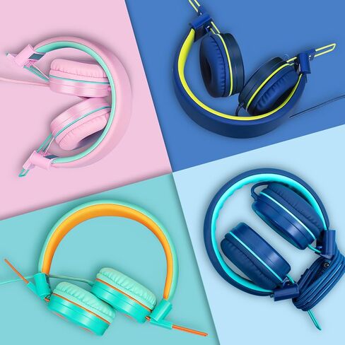 CN-Outlet 10 Pack Classroom Headphones Bulk for K-12 School Kids, Class Set Headphones for Students Teens Library Computer Testing Centers (Mixed Color with Microphone) in Kuwait