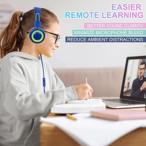 CN-Outlet 10 Pack Classroom Headphones Bulk for K-12 School Kids, Class Set Headphones for Students Teens Library Computer Testing Centers (Mixed Color with Microphone) in Kuwait