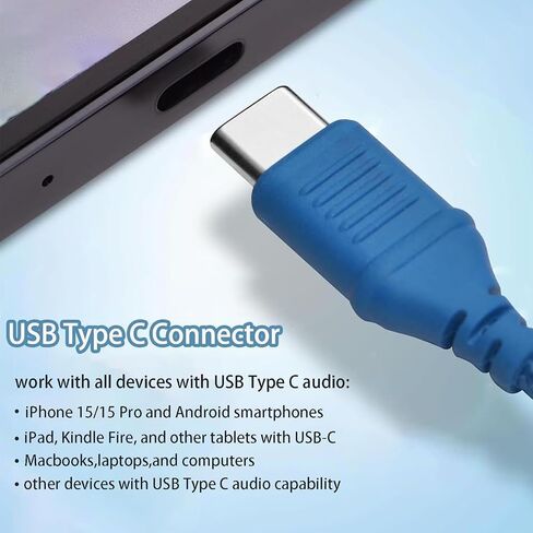 USB Type C On-Ear Kids Headphone for School, Wired Kids Headphones-Blue in Saudi Arabia