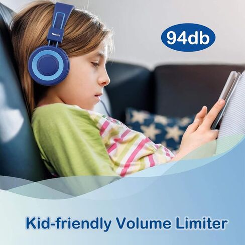 USB Type C On-Ear Kids Headphone for School, Wired Kids Headphones-Blue in Saudi Arabia