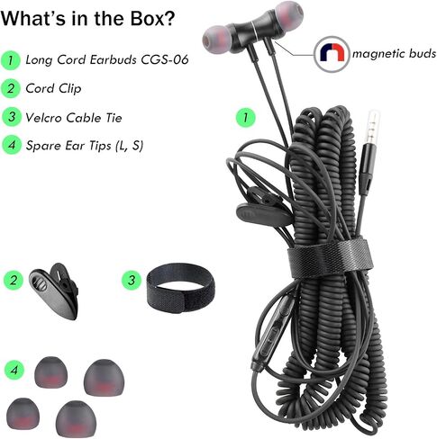 12Ft Extra Long Earbuds for TV & PC, in-Ear Wired Headphones, 3.5mm Jack in Kuwait