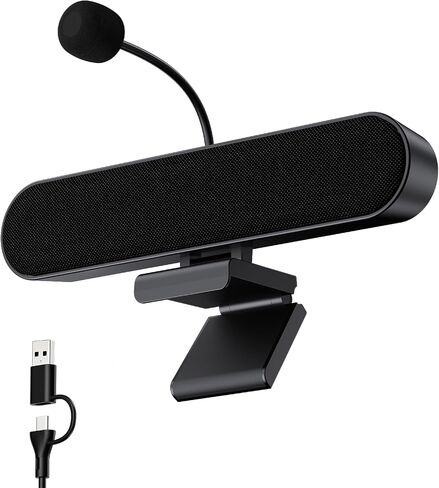 Inwa Computer Speakers with Microphone for Desktop PC, USB Wired Clip On Computer Sound Bar, Plug-n-Play Laptop Speaker w/Mic for Meeting/Gaming/Learning, Clear Audio, Easily Clamps to Monitors in Kuwait